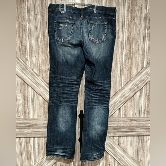 Distressed Dark Wash Straight Leg Jeans - Picture 4 of 5